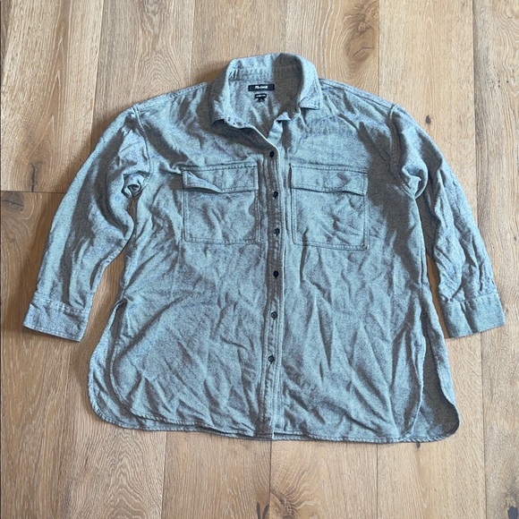 Madewell Gray Utility Jacket oversized gray size small button up - Picture 2 of 5